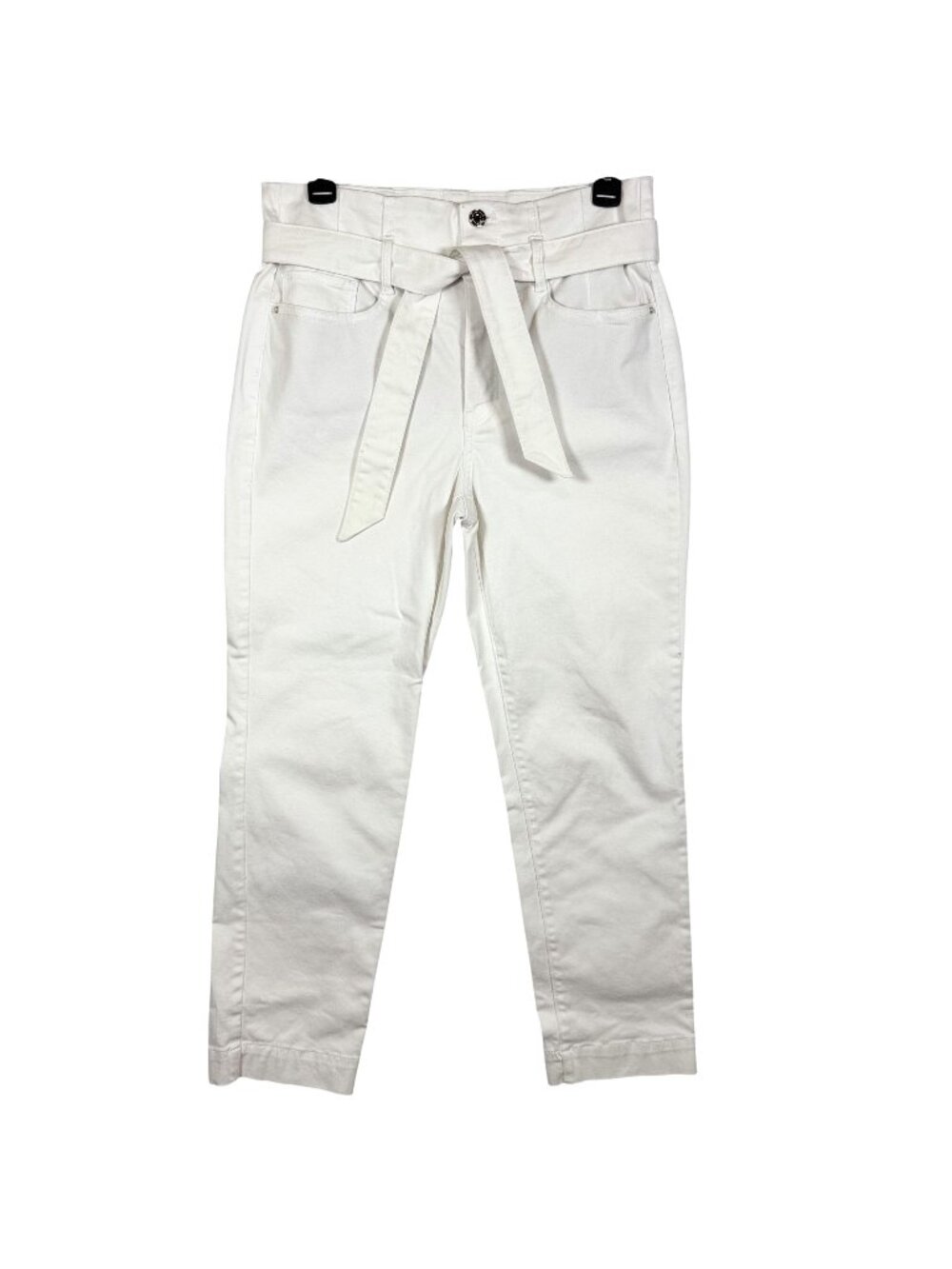 White House Black Market White The Slim Crop Belted Paper Bag Pants Size 6